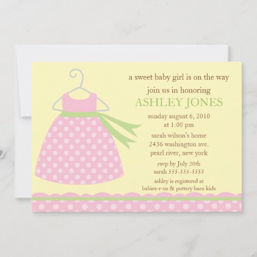 Adorable Baby Dress Baby Shower Personalized Announcements