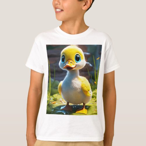 Adorable Baby Duck Printed Kids T_Shirt