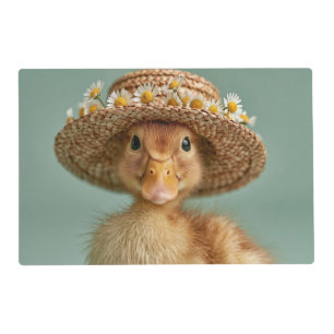 Adorable Baby Duck Wearing a Straw Hat Placemat
