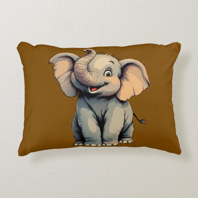 Adorable Baby Elephant Accent Pillow (Front)
