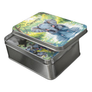 Adorable Baby Elephant and Reflection Personalized Jigsaw Puzzle