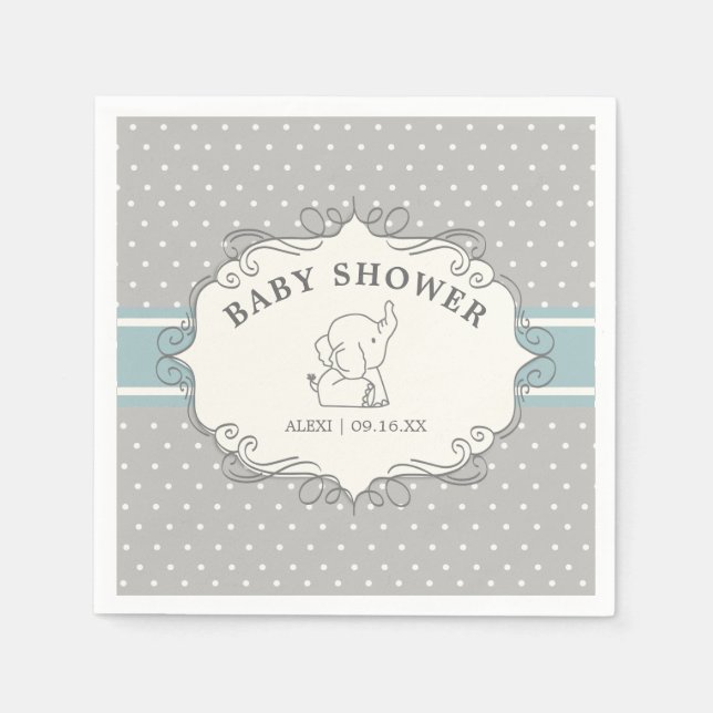 Adorable Baby Elephant | Baby Shower Napkins (Front)