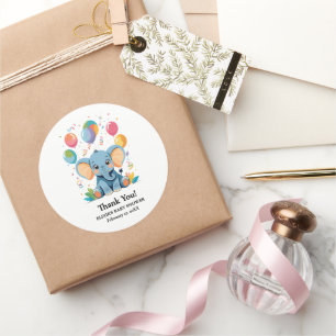 Adorable Baby Elephant Balloons Baby Shower Classic Round Sticker