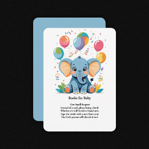 Adorable Baby Elephant Balloons Baby Shower Enclosure Card