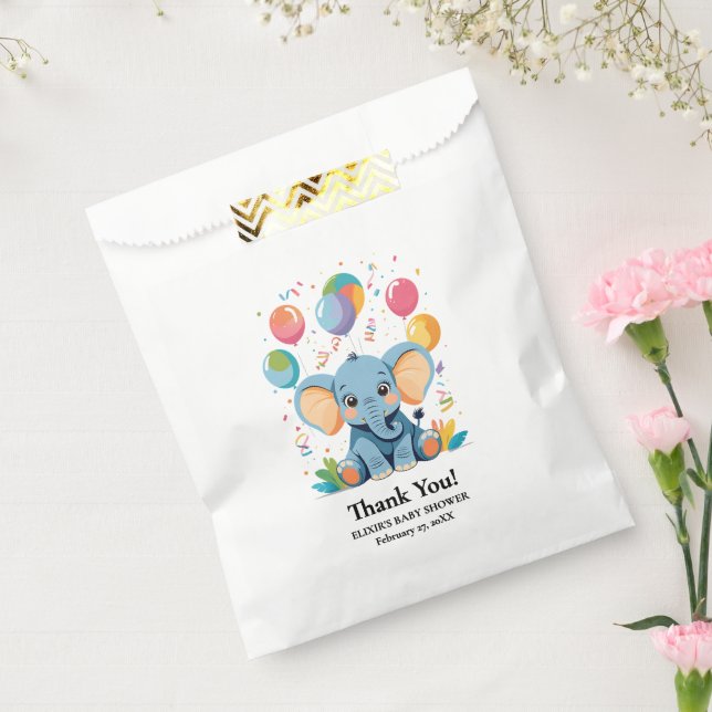 Adorable Baby Elephant Balloons Baby Shower Favor Bag (Sealed)