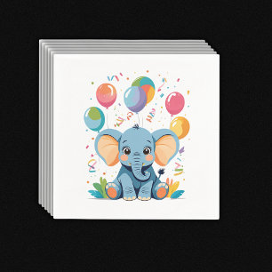 Adorable Baby Elephant Balloons Baby Shower Napkins
