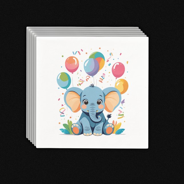 Adorable Baby Elephant Balloons Baby Shower Napkins (Creator Uploaded)