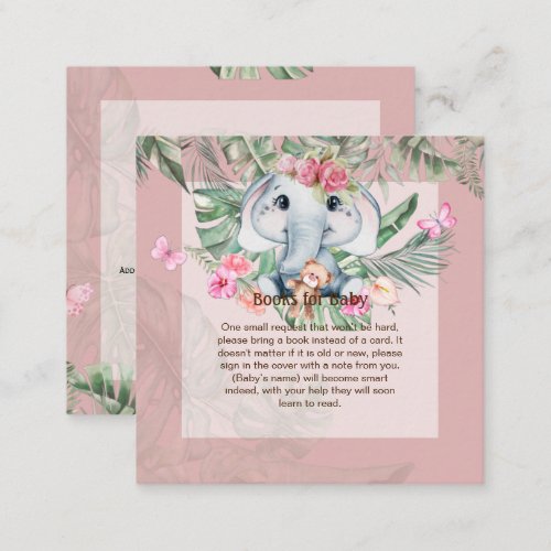 Adorable Baby Elephant Book Poem Request Card