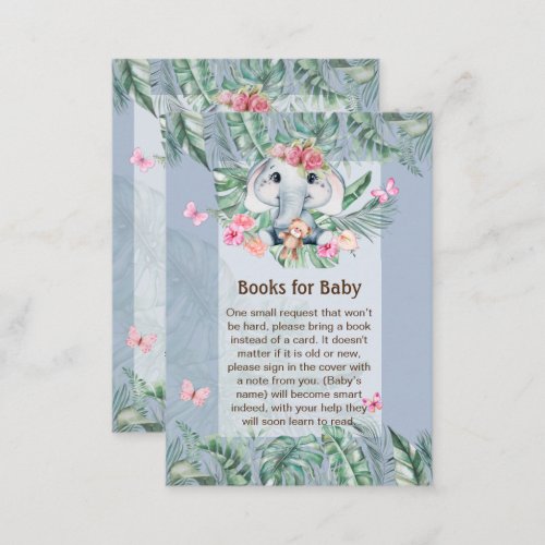 Adorable Baby Elephant Book Poem Request Card