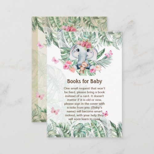 Adorable Baby Elephant Book Poem Request Card