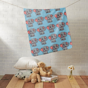 Adorable Baby Elephant Cartoon Blanket