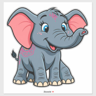 Adorable Baby Elephant Cartoon Sticker