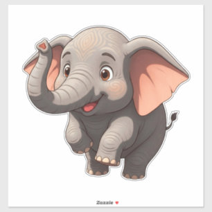 Adorable Baby Elephant Cartoon Sticker