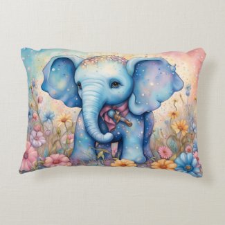 Adorable Baby Elephant In a Pastel Garden