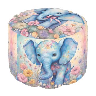 Adorable Baby Elephant In a Pastel Garden
