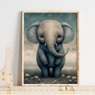 Adorable Baby Elephant Wall Art African Wildlife