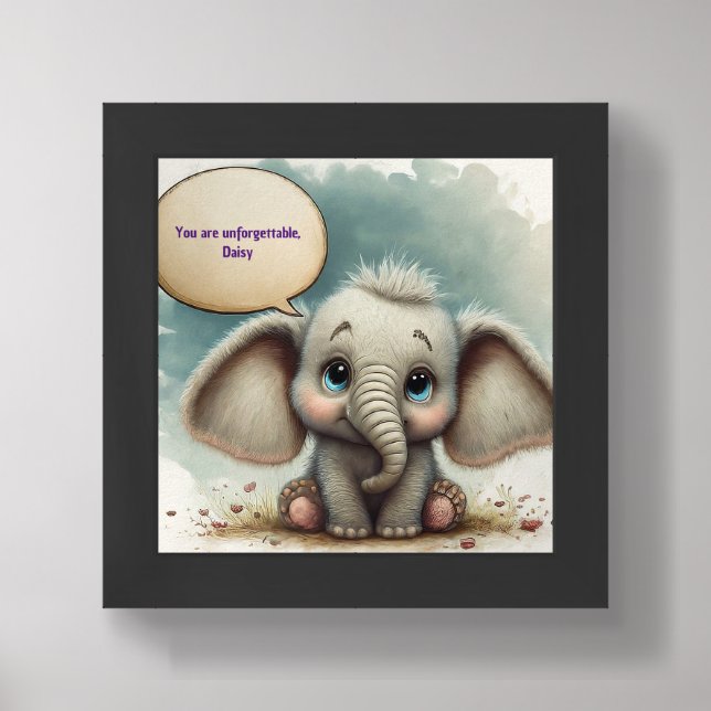 Adorable Baby Elephant with Big Ears Framed Art (Framed Front)
