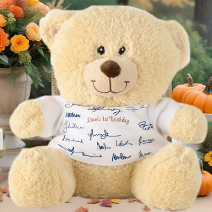Adorable Baby First Birthday Creative Guestbook Teddy Bear