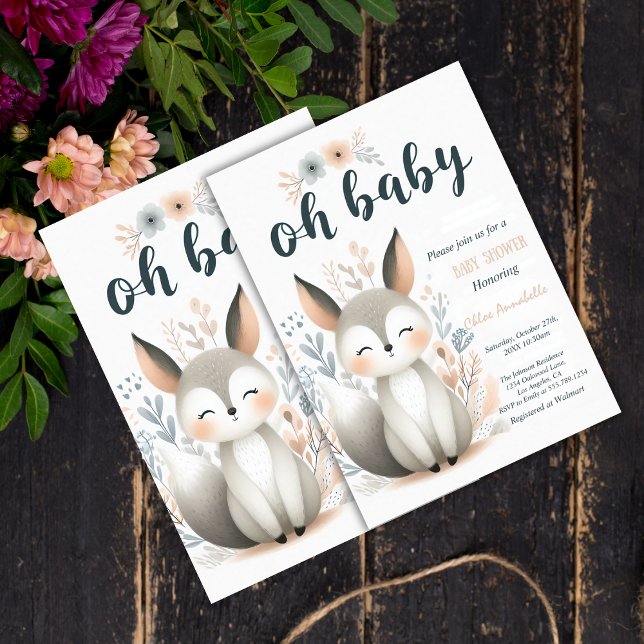 Adorable Baby Fox Baby Shower Invitation (Creator Uploaded)