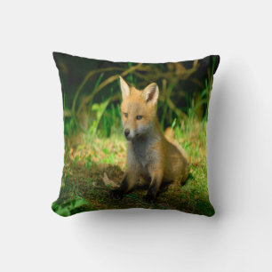 Adorable Baby Fox Throw Pillow