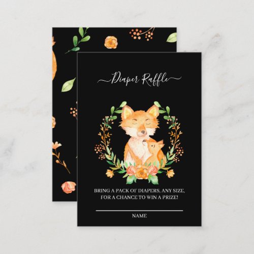 Adorable Baby Fox With Mother Diaper Raffle Ticket Enclosure Card