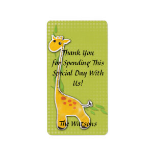 adorable baby giraffe party favor thank you label