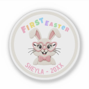 Adorable Baby Girl Boy First Easter Bunny Sticker