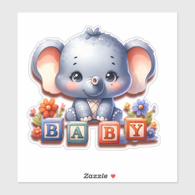 Adorable Baby Girl Elephant Speller Sticker (Sheet)