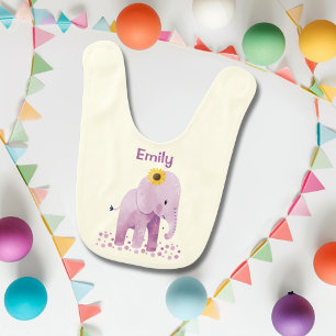 Adorable Baby Girl Elephant With Name Bib