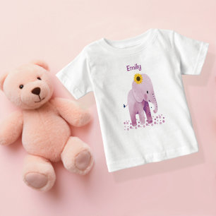 Adorable Baby Girl Elephant With Name T-Shirt