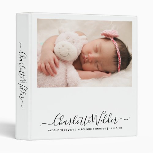 Adorable Baby Girl Photo And Birth Stats Binder