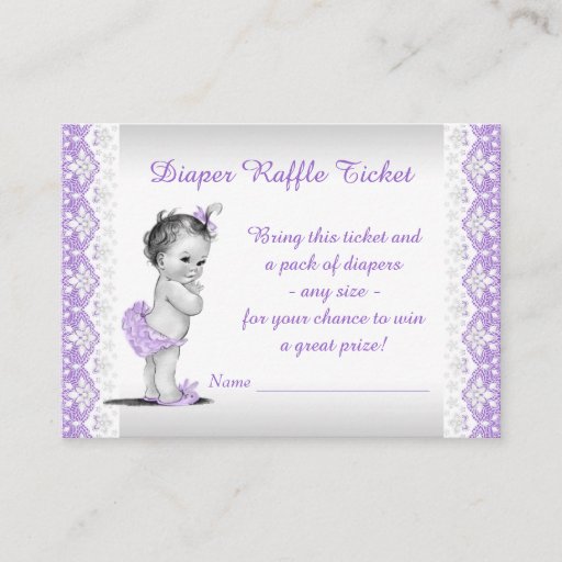 Customizable Adorable Baby Girl Purple Diaper Raffle Ticket Business Cards