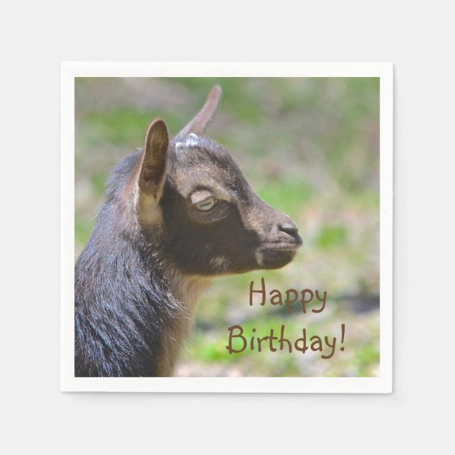 Adorable Baby Goat Birthday Napkins (Front)