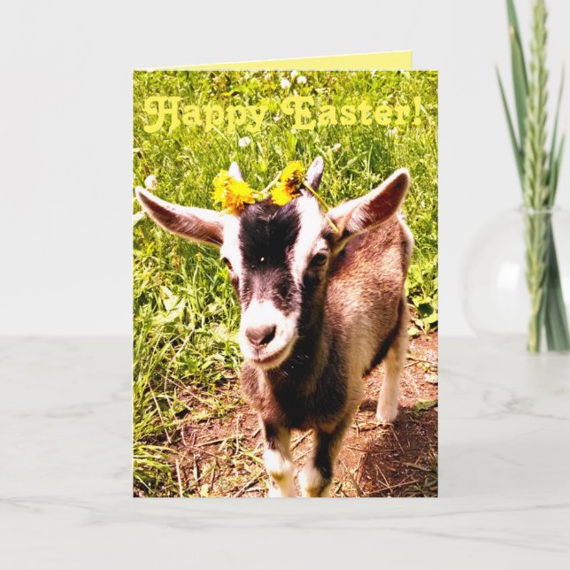 Adorable Baby Goat Easter Card (Front)