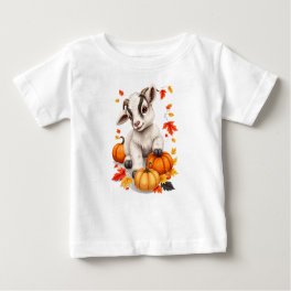 Adorable Baby Goat with Pumpkins Fall Baby T-Shirt