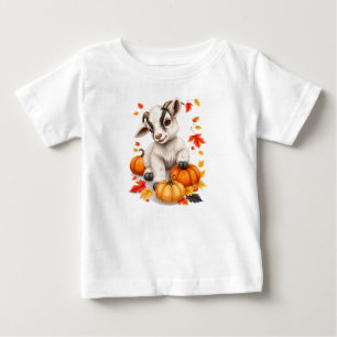 Adorable Baby Goat with Pumpkins Fall T-Shirt