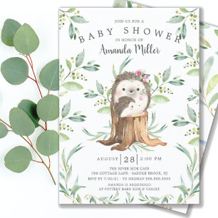Adorable Baby Hedgehog and Mom Baby Shower Invitation
