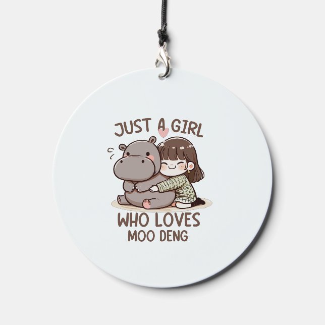 Adorable Baby Hippo, Jus A Girl Who Loves Moo Deng Wind Chime (Front)