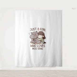 Adorable Baby Hippo Just A Girl Who Loves Moo Deng Tapestry