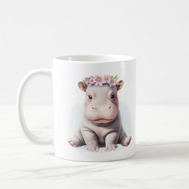 Adorable Baby Hippopotamus Coffee Mug (Left)
