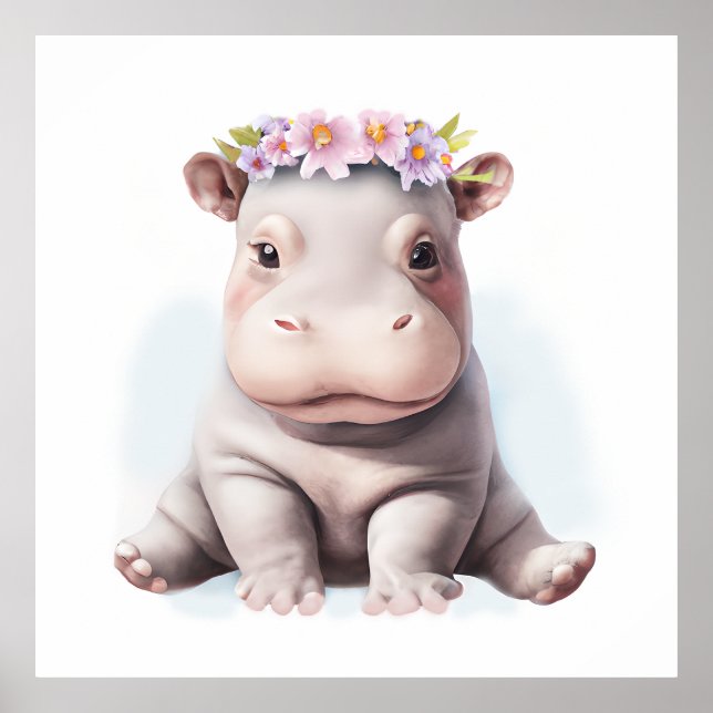 Adorable Baby Hippopotamus Poster (Front)