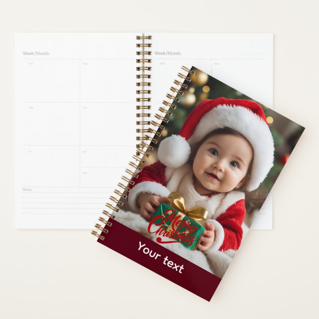 Adorable Baby in Santa Outfit with Christmas Gift Planner (Display)