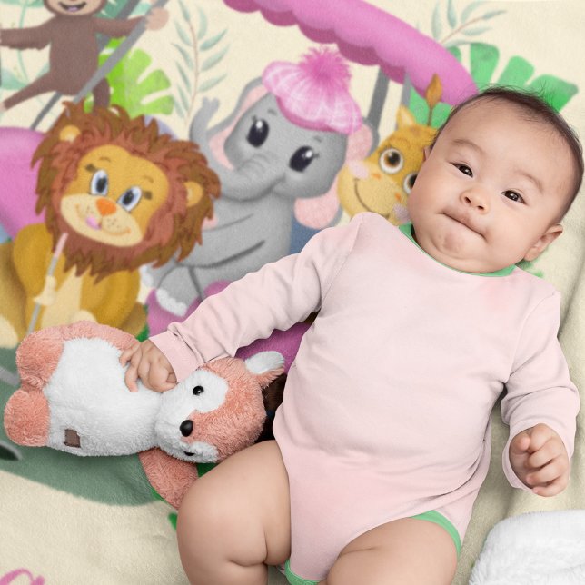 Adorable Baby Jungle Animals Golfing Baby Blanket (Creator Uploaded)