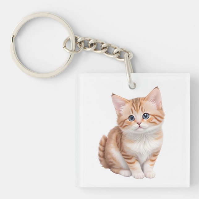 Adorable Baby Kitten Cute  Keychain (Front)