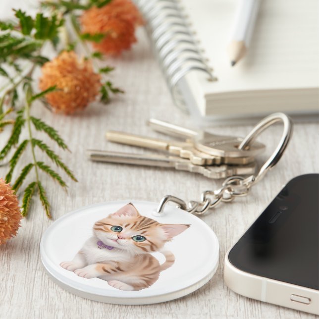 Adorable Baby Kitten Design  Keychain (Front Right)