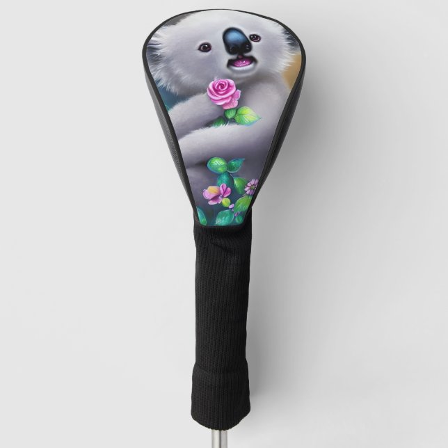 Adorable Baby Koala Bear with Flowers Golf Head Cover (Front)