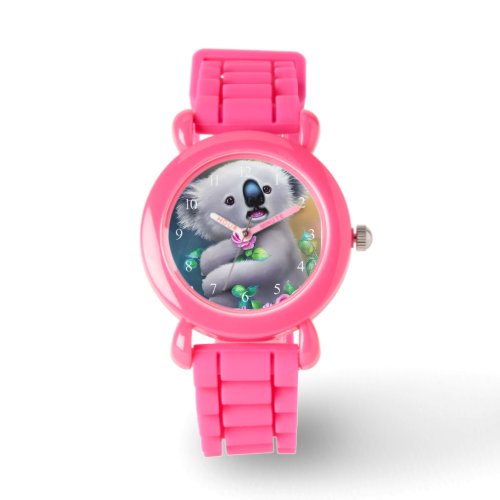 Adorable Baby Koala Bear with Flowers Watch