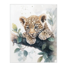 Adorable Baby Leopard – Watercolor Nursery Acrylic