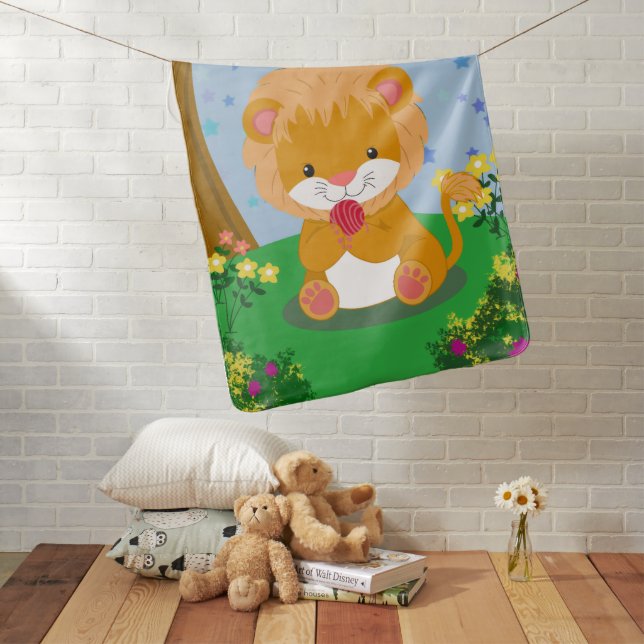 Adorable Baby Lion Blanket With Custom Name (In Situ)