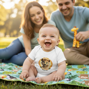 Adorable Baby Lion Cub "Baby Leo" Personalized Baby Bodysuit